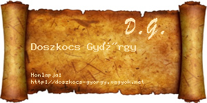 Doszkocs György névjegykártya