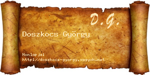 Doszkocs György névjegykártya